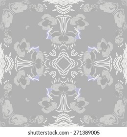 Circular pattern of floral motif, doodles, roses, stripes. Hand drawn.
