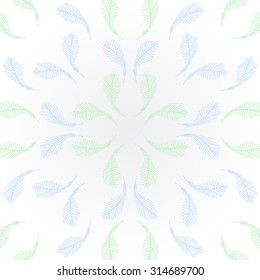 Circular   pattern of  floral motif,  doodles,  branches . Hand drawn.