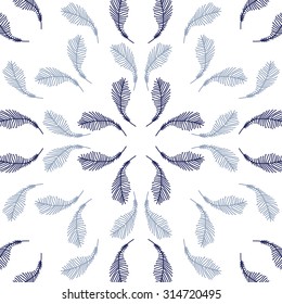 Circular   pattern of  floral motif,  doodles,  branches . Hand drawn.