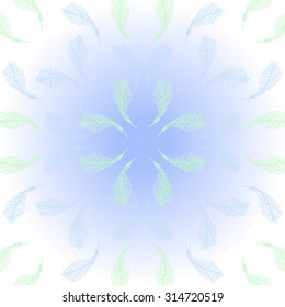 Circular   pattern of  floral motif,  doodles,  branches . Hand drawn.