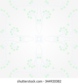 Circular pattern  of floral  motif, doodles, branches, ellipses, spirals, stars. Hand drawn.