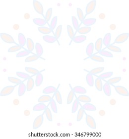 Circular pattern  of floral  motif, doodles, branches, leaves. Hand drawn.