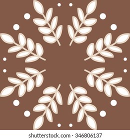 Circular pattern  of floral  motif, doodles, branches, leaves. Hand drawn.