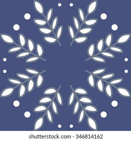 Circular pattern  of floral  motif, doodles, branches, leaves. Hand drawn.