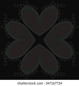Circular pattern of floral  motif, doodles, branches, twigs,ellipses, spots, spirals. Hand drawn.