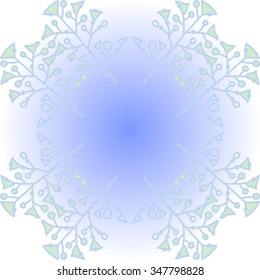 Circular pattern  of floral  motif, doodles, branches, spots, hole. Hand drawn.