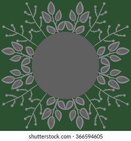 Circular pattern of floral motif, doodles,branches, leaves, ellipses,  copy space. Hand drawn.