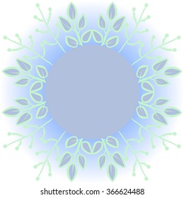 Circular pattern of floral motif, doodles,branches, leaves, ellipses,  copy space. Hand drawn.