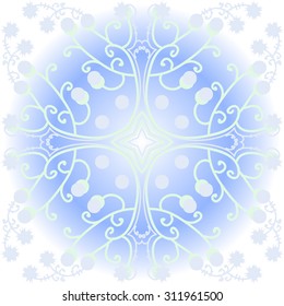 Circular   pattern of floral motif, ellipses, spirals,branches, stars. Hand drawn.