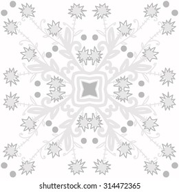 Circular   pattern of floral motif, ellipses, branches,flowers, doodles, zigzag, stars . Hand drawn.