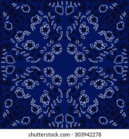 Circular   pattern of floral  motif, flowers,  spots,  branches, doodles, spirals, ellipses, leaves. Hand drawn.