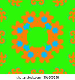 Circular   pattern of floral motif, flowers,stars, doodle, spirals, copy space. Hand drawn.