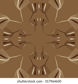 Circular  pattern of  floral  motif,  leaves, doodles, autumn theme. Hand drawn.