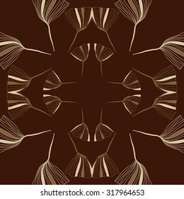 Circular  pattern of  floral  motif,  leaves, doodles, autumn theme. Hand drawn.