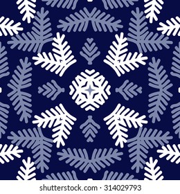 Circular   pattern of floral motif, star, branches, doodles, snowflake . Hand drawn.