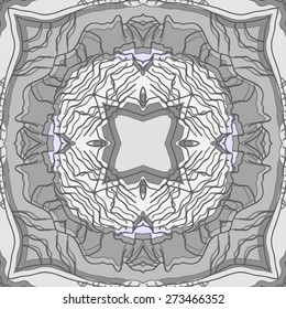 Circular pattern of floral motif, stripes, spots, star . Hand drawn.