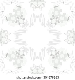 Circular   pattern of floral  motif, stripes,  doodles, flowers, ellipses, copy space. Hand drawn.