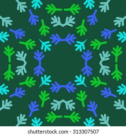 Circular   pattern of floral motif, stripes, doodles . Hand drawn.