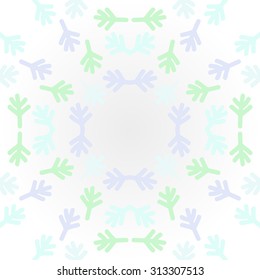 Circular   pattern of floral motif, stripes, doodles . Hand drawn.
