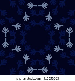 Circular   pattern of floral motif, stripes, doodles . Hand drawn.