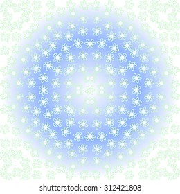 Circular   pattern of floral motif, stripes,ellipses, flowers, doodles. Hand drawn.