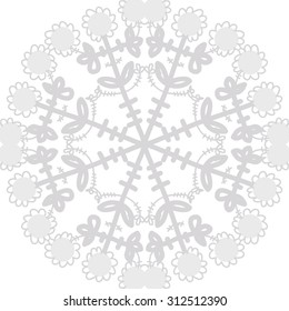 Circular   pattern of floral motif, stripes,ellipses,branches, doodles, flowers. Hand drawn.