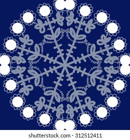 Circular   pattern of floral motif, stripes,ellipses,branches, doodles, flowers. Hand drawn.