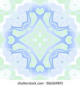 Circular   pattern of floral motif, stripes,hole, spots, ellipses,  stars, . Hand drawn.