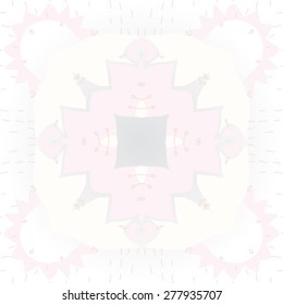 Circular pattern of floral motif,cross, doodles, stamens, scribbles. Hand drawn.