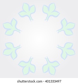 Circular  pattern of floral motifs,gothic lily,leaves,stylized, copy space. Hand drawn.