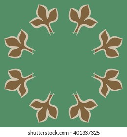 Circular  pattern of floral motifs,gothic lily,leaves,stylized, copy space. Hand drawn.