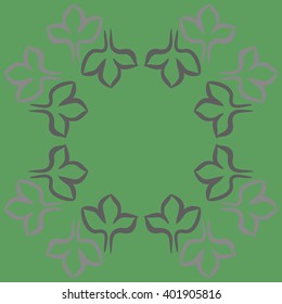 Circular pattern of floral motifs,stylized gothic lily, copy space. Hand drawn.