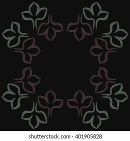 Circular pattern of floral motifs,stylized gothic lily, copy space. Hand drawn.