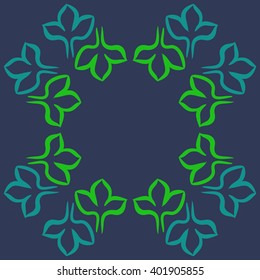 Circular pattern of floral motifs,stylized gothic lily, copy space. Hand drawn.