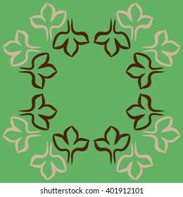 Circular pattern of floral motifs,stylized gothic lily, copy space. Hand drawn.
