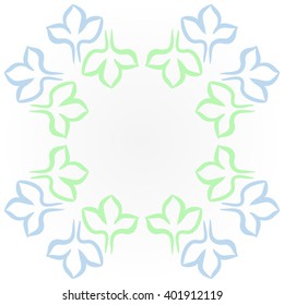 Circular pattern of floral motifs,stylized gothic lily, copy space. Hand drawn.