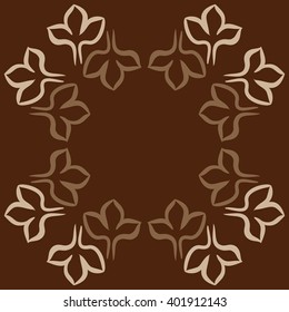 Circular pattern of floral motifs,stylized gothic lily, copy space. Hand drawn.