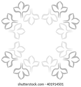 Circular pattern of floral motifs,stylized gothic lily, copy space. Hand drawn.