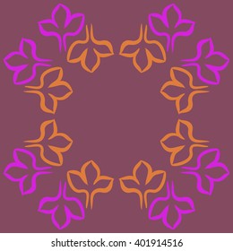 Circular pattern of floral motifs,stylized gothic lily, copy space. Hand drawn.