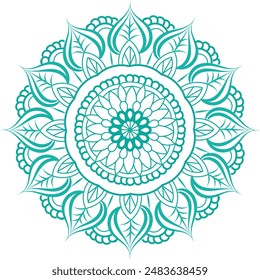Circular pattern floral ornamental mandala outline for coloring book pages