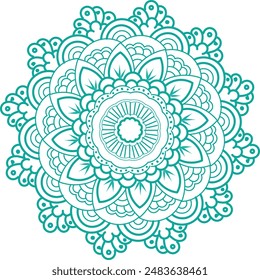 Circular pattern floral ornamental mandala outline for coloring book pages