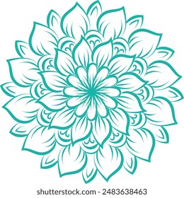 Circular pattern floral ornamental mandala outline for coloring book pages