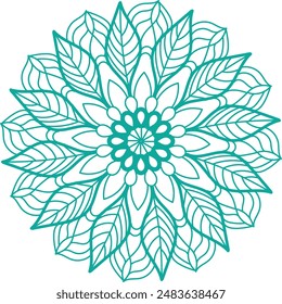 Circular pattern floral ornamental mandala outline for coloring book pages