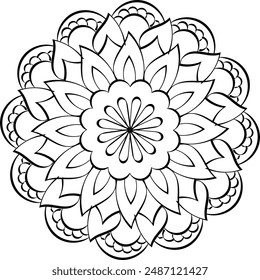 Kreisförmiges Muster floraler ornamentaler Mandala-Umriss zum Färben von Buchseiten