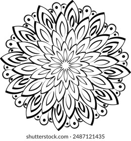 Patrón circular floral ornamental mandala contorno para colorear páginas de libros
