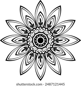 Kreisförmiges Muster floraler ornamentaler Mandala-Umriss zum Färben von Buchseiten