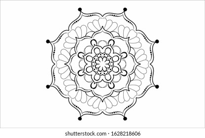 Circular pattern flower of mandala with black and white,Vector mandala floral patterns with white background