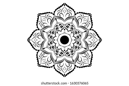Circular pattern flower of mandala with black and white,Vector mandala floral patterns with white background