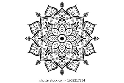 Circular pattern flower of mandala with black and white,Vector mandala floral patterns with white background