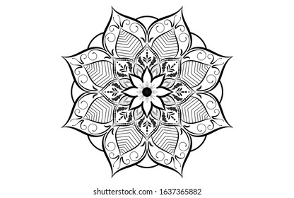 Circular pattern flower of mandala with black and white,Vector mandala floral patterns with white background